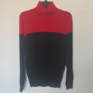Calvin Klein Red and Black Turtleneck Sweater